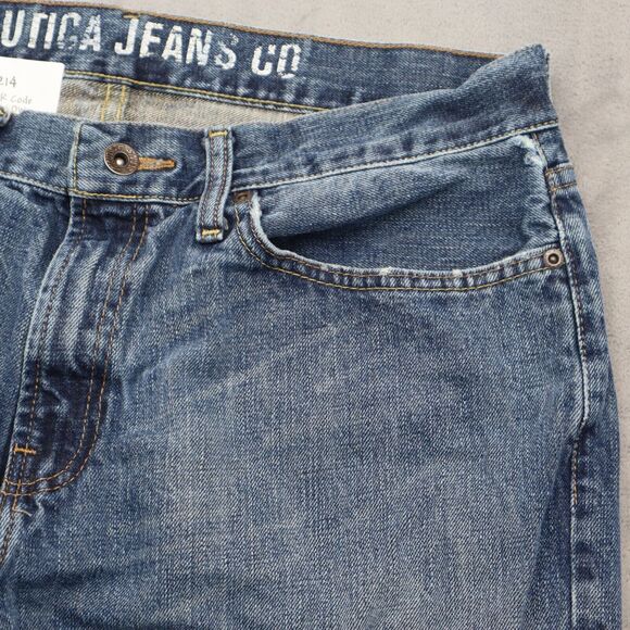 Nautica Jeans Mens 33 Blue Bootcut Mid Rise Cotton Pocket Button Zip Denim Pants - Picture 12 of 16